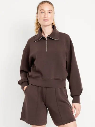 Bounce Fleece Half-Zip Pullover Sweatshirt - Black Coffee