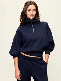 Bounce Fleece Half-Zip Pullover Sweatshirt - In the Navy — view 4
