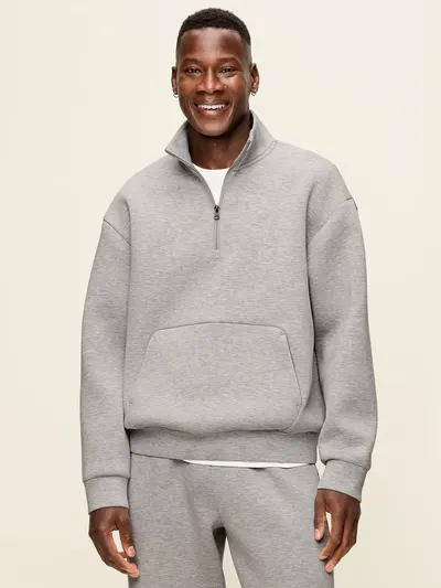 Bounce Fleece Oversized Half-Zip Pullover - Heather Gray