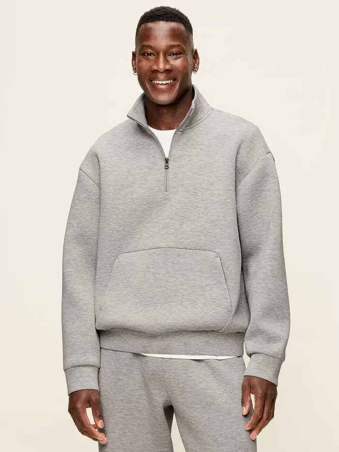 Bounce Fleece Oversized Half-Zip Pullover - Heather Gray