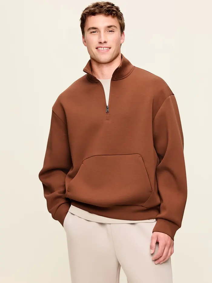 Bounce Fleece Oversized Half-Zip Pullover - Horse Chestnut