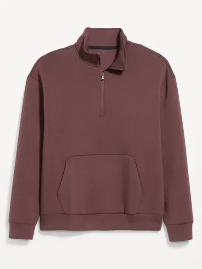 Bounce Fleece Oversized Half-Zip Pullover - Smokey Plum