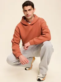 Bounce Fleece Oversized Pullover Hoodie - Light Maple — view 3