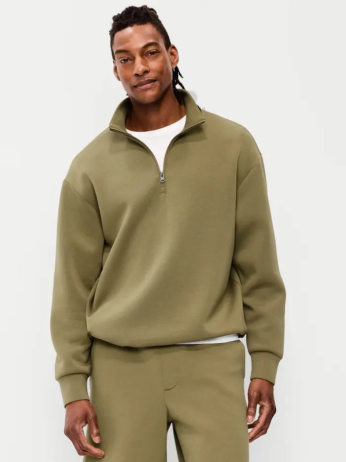 Bounce Fleece Oversized Quarter-Zip Pullover - Kombu