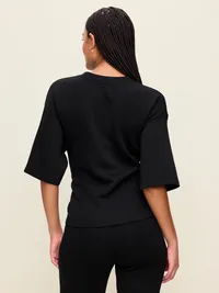 Bounce Fleece Wrap Top - Black Jack — view 2