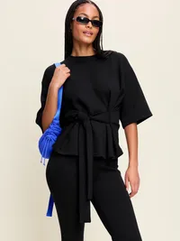 Bounce Fleece Wrap Top - Black Jack — view 3