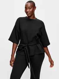Bounce Fleece Wrap Top - Black Jack — view 5