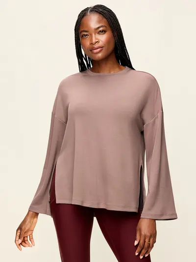 Bounce Lite Oversized Bell-Sleeve Top - Mocha