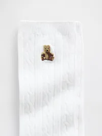 Brannan Bear Cable-Knit Crew Socks - Fresh white — view 2