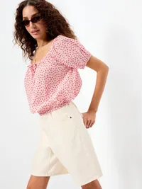 Bubble Hem Top - Red Ditsy — view 3