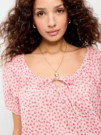 Bubble Hem Top - Red Ditsy — view 4