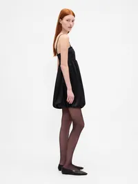 Bubble Mini Dress - Black satin — view 3