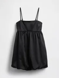 Bubble Mini Dress - Black satin — view 5