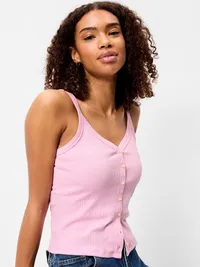 Button-Front Cami Tank Top - Bergamot — view 3