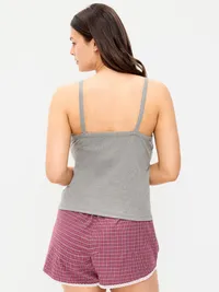 Button-Front Cami Tank Top - Dark Heather Grey — view 5