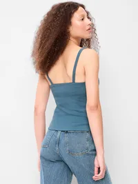 Button-Front Cami Tank Top - Neptune — view 2