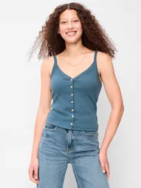 Button-Front Cami Tank Top - Neptune — view 3