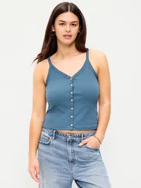 Button-Front Cami Tank Top - Neptune — view 5