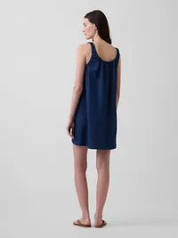 Button-Front Mini Dress - Medium indigo — view 2