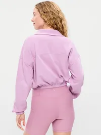 Button-Up Funnel-Neck Sweatshirt - Wild Aster — view 2