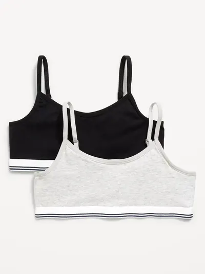 Cami Bra 2-Pack for Girls - Gray/Black