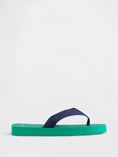 Canvas Platform Flip Flops - Baize green