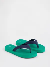 Canvas Platform Flip Flops - Baize green — view 2