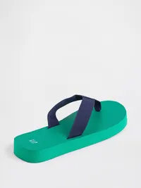 Canvas Platform Flip Flops - Baize green — view 3