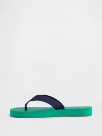Canvas Platform Flip Flops - Baize green — view 4