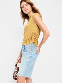 Cap-Sleeve Shirred Side Top - Sandstorm — view 3
