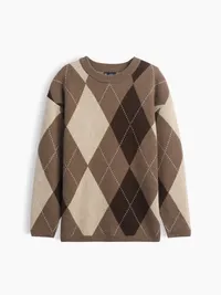 CashSoft Oversized Argyle Sweater - Brown argyle — view 4