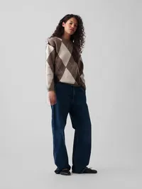 CashSoft Oversized Argyle Sweater - Brown argyle — view 5