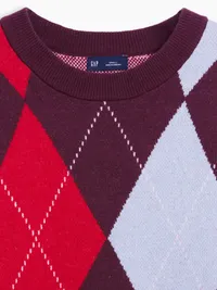 CashSoft Oversized Argyle Sweater - Red argyle — view 4