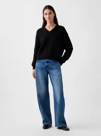 CashSoft Oversized V-Neck Sweater - Basic black — view 2