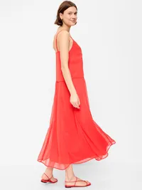 Chiffon Drop-Waist Maxi Dress - Moonfish Orange — view 2