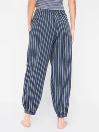 Cinched Poplin Balloon Pants - Navy Stripe — view 2
