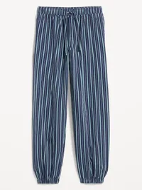 Cinched Poplin Balloon Pants - Navy Stripe — view 4