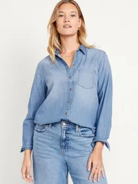 Classic Button-Down Jean Shirt - Medium Wash — view 5