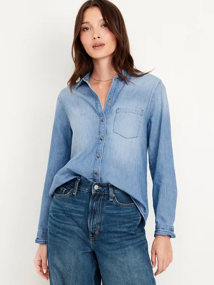 Classic Button-Down Jean Shirt - Medium Wash