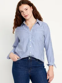 Classic Button-Down Shirt - White/Blue Stripe — view 5