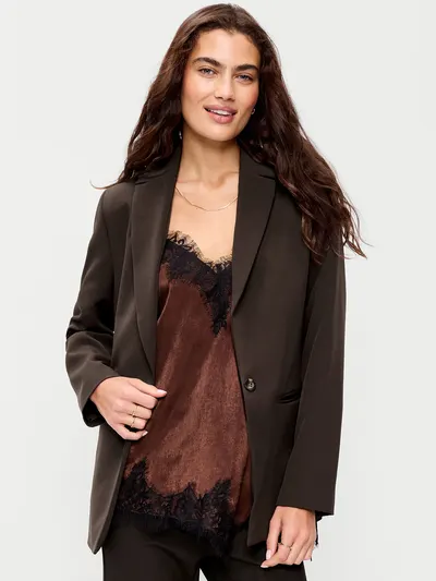 Classic Double-Weave Blazer - Black Coffee