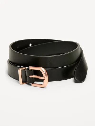 Classic Slim Faux-Leather Belt - Black Jack