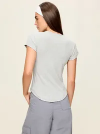 CloudLite Crew-Neck Ribbed T-Shirt - Light Heather Gray — view 2
