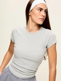 CloudLite Crew-Neck Ribbed T-Shirt - Light Heather Gray — view 4