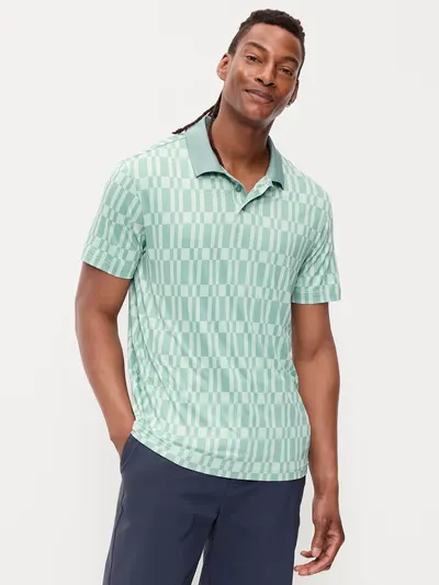 CloudMotion Polo - Green Geometric