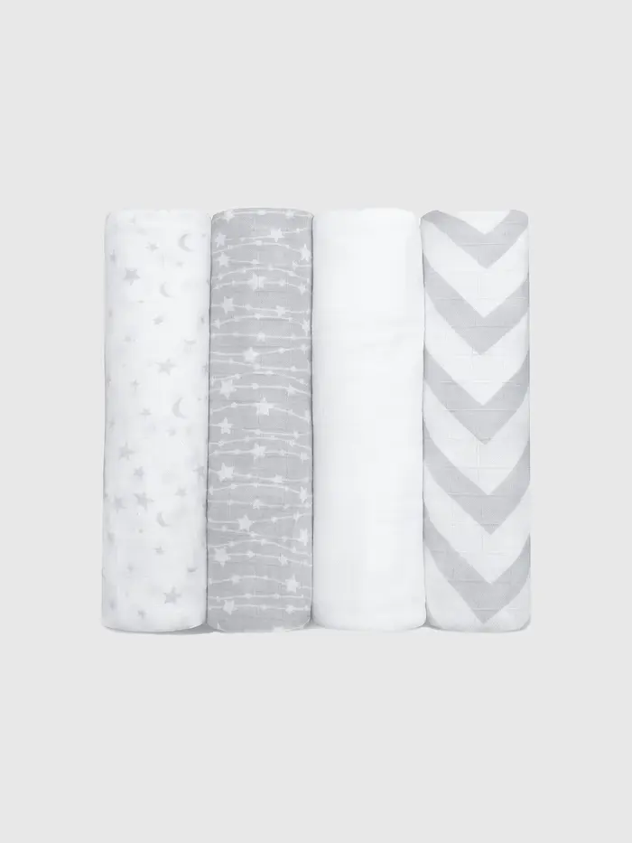 Comfy Cubs Muslin Swaddle Blankets - Grey
