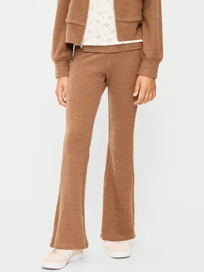 CozePlush Foldover Pants for Girls - Caramel Brown