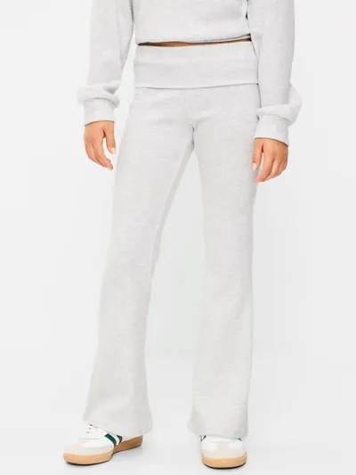 CozePlush Foldover Pants for Girls - Light Heather Gray