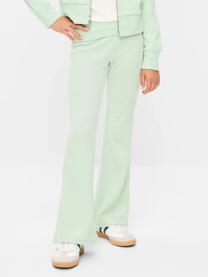 CozePlush Foldover Pants for Girls - Soft Aloe