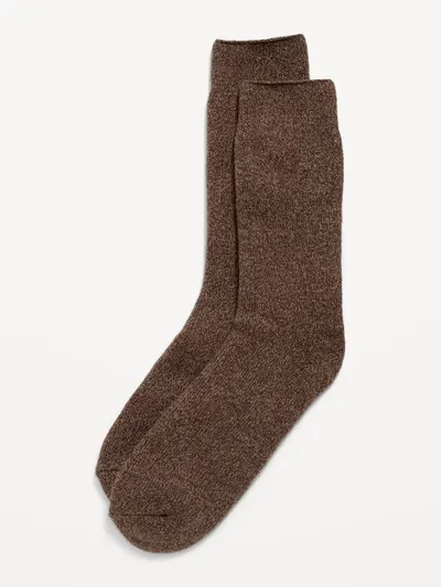 Cozy-Lined Crew Socks for Men - Black Coffee